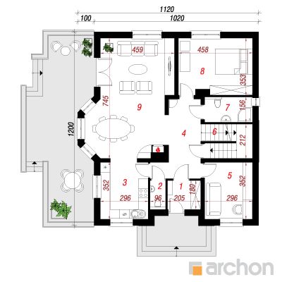  Maja helikooniates (P) 1. korruse plaan